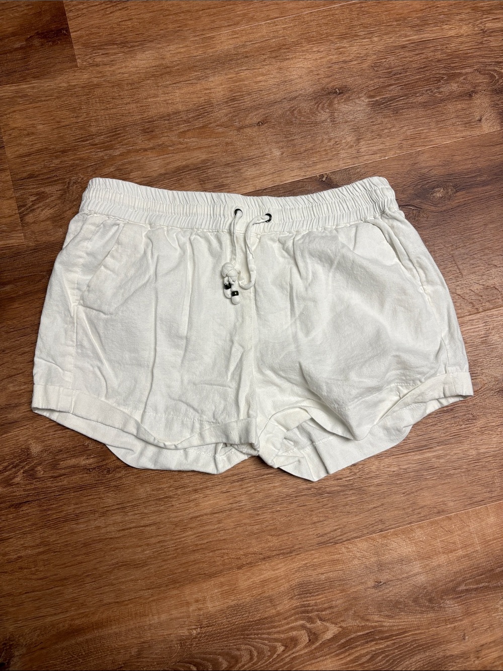 Women’s White Athletic Drawstring Shorts